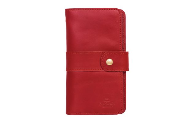 Handcrafted Kenyan Leather. Pete ladies wallet, Red in color.